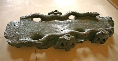 Table Decorated with Serpents and Deities Spouting Water